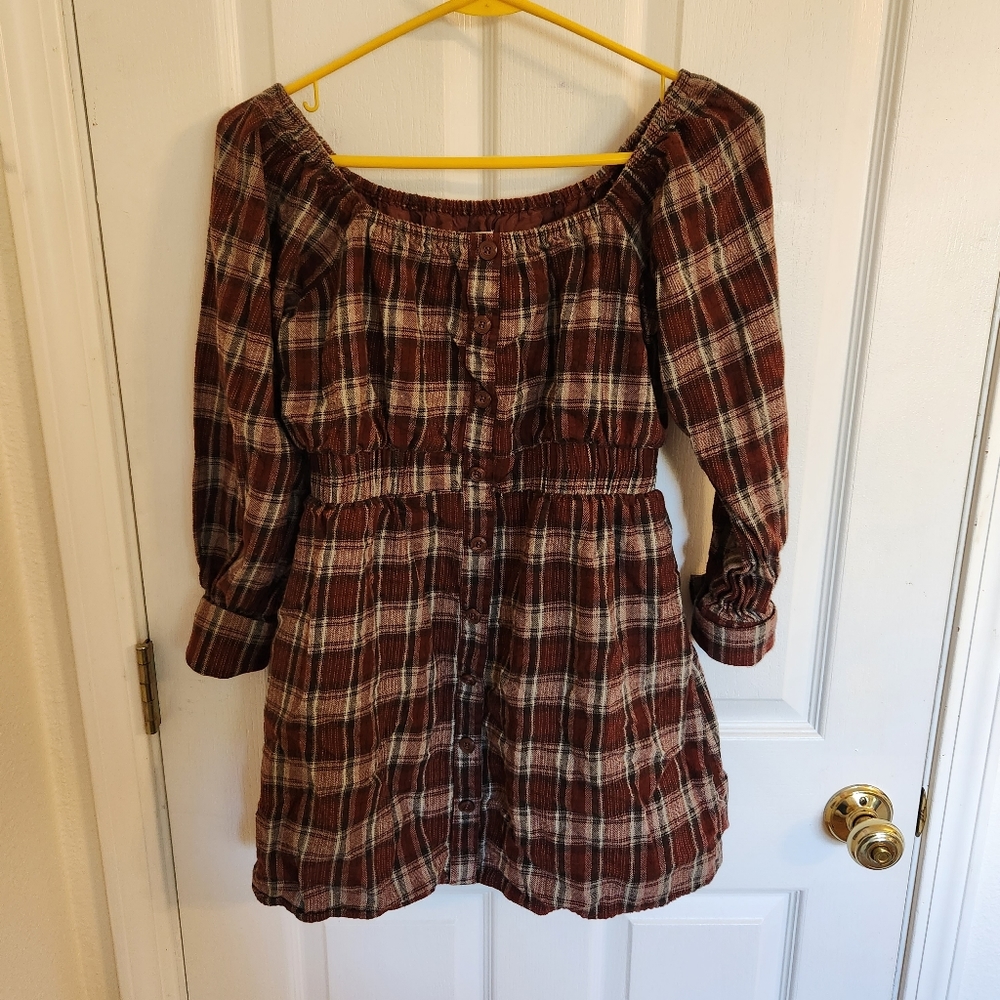 Autumn Plaid Mini Dress, Size Small